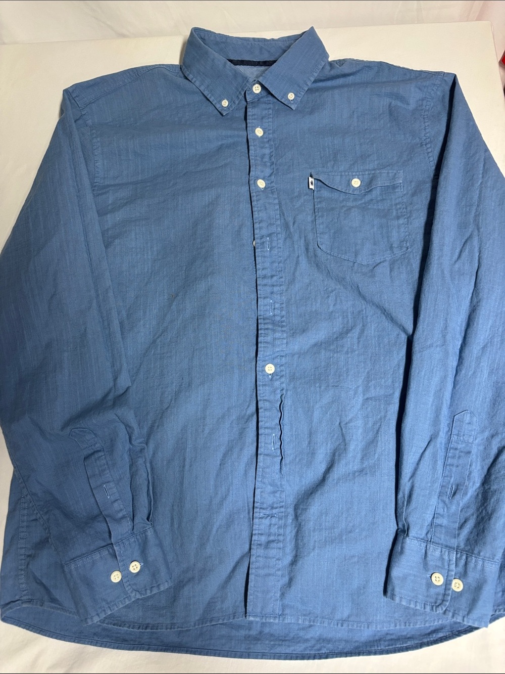 Johnnie-O Hangin’ Out Men’s Large Blue 100% Cotton Long Sleeve Button Down